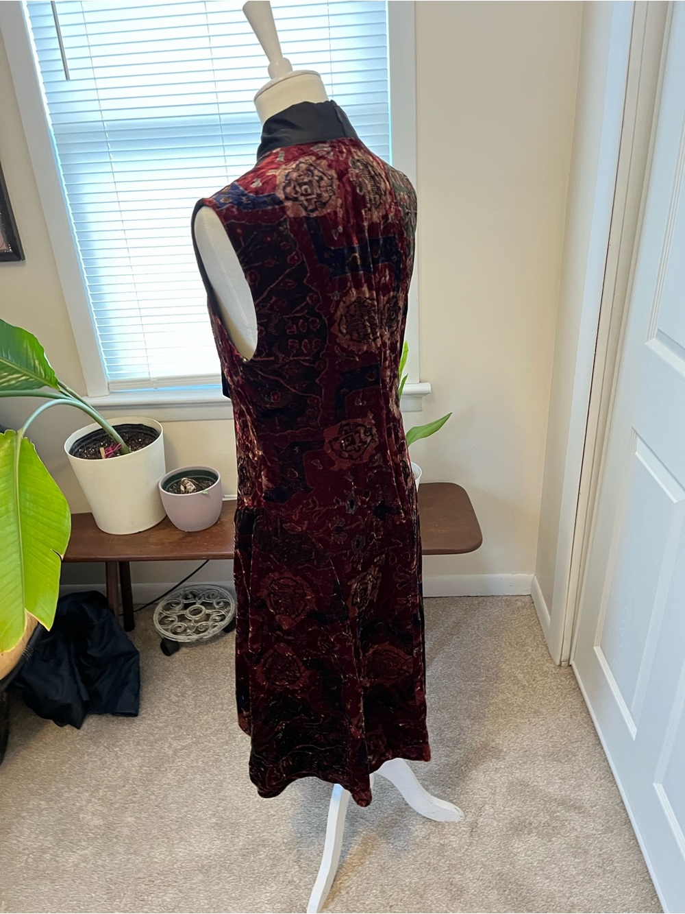 Lauren Ralph Lauren Velvet Paisley A-Line Dress with Black Silk Bow - Picture 8 of 11